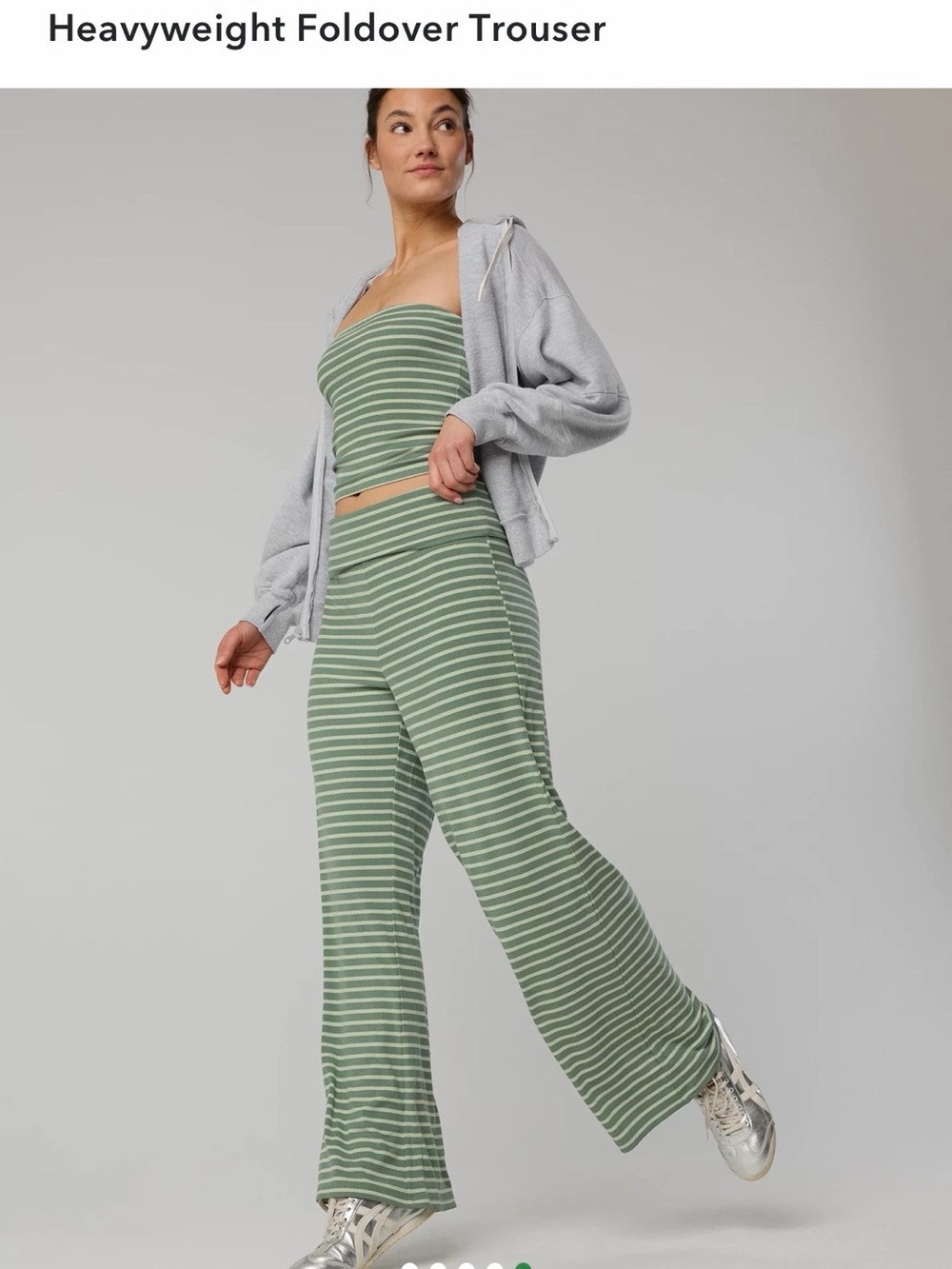 Offline by Aerie Heavyweight Foldover Trouser & Tube Top- Green Stripe sz M
